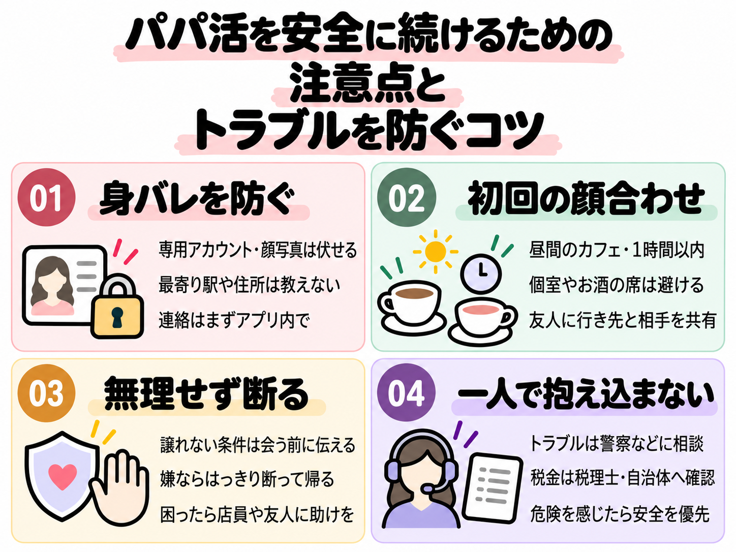 パパ活を安全に続けるための注意点とトラブルを防ぐコツ