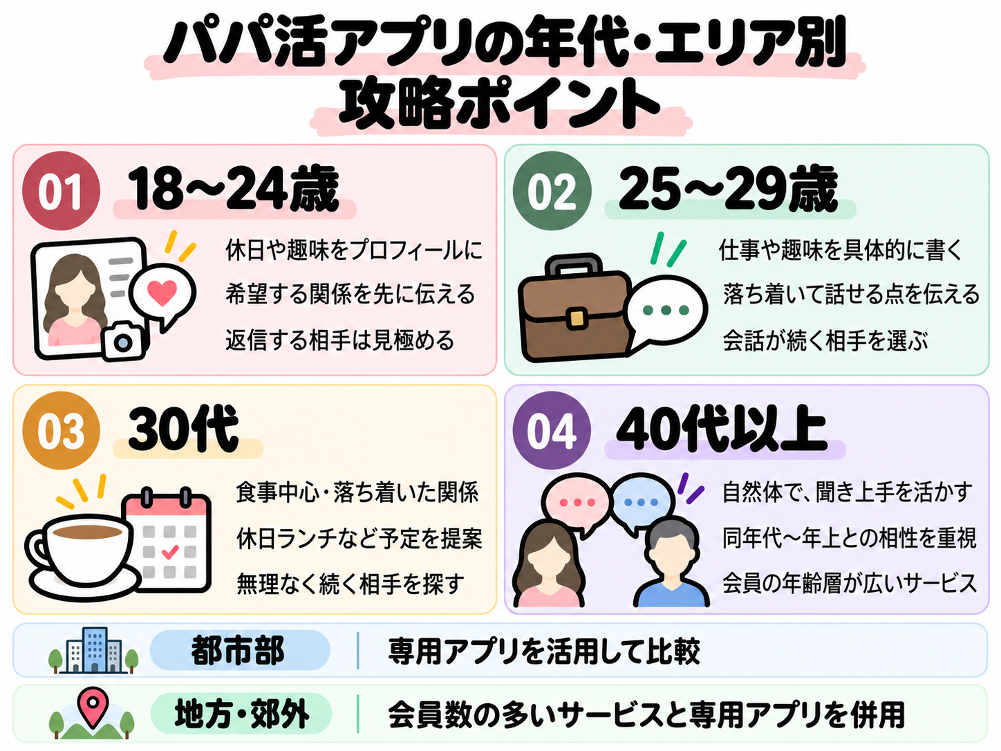 パパ活アプリの年代・エリア別の攻略ポイント